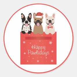 Happy Pawlidays Franse Bulldogs Ronde Sticker