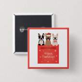 Happy Pawlidays Franse Bulldogs Vierkante Button 5,1 Cm (Voorkant /achterkant)