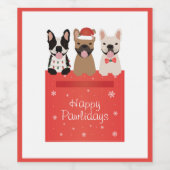 Happy Pawlidays Franse Bulldogs Wijn Etiket (Enkel label)
