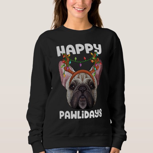 Happy Pawlidays French Bulldog Christmas Paw Dog H Trui (Voorkant)