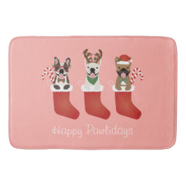 Happy Pawlidays French Bulldogs kerststal Stocking Badmat
