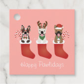 Happy Pawlidays French Bulldogs kerststal Stocking Bedankjes Labels (Voorkant)