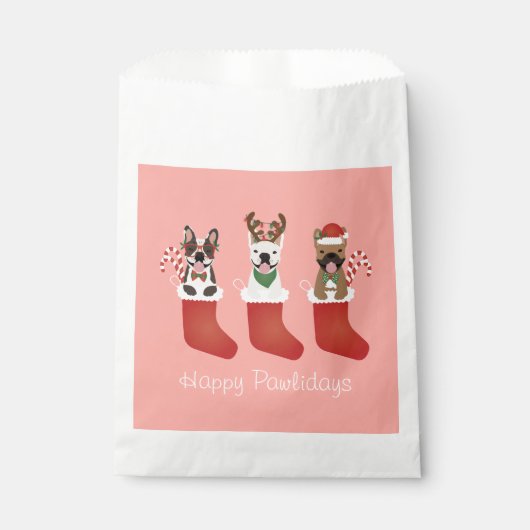 Happy Pawlidays French Bulldogs kerststal Stocking Bedankzakje (Voorkant)