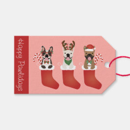 Happy Pawlidays French Bulldogs kerststal Stocking Cadeaulabel