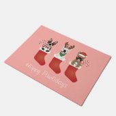 Happy Pawlidays French Bulldogs kerststal Stocking Deurmat (Schuin)