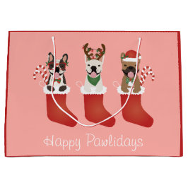 Happy Pawlidays French Bulldogs kerststal Stocking Groot Cadeauzakje