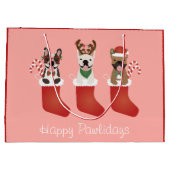 Happy Pawlidays French Bulldogs kerststal Stocking Groot Cadeauzakje (Achterkant)