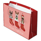 Happy Pawlidays French Bulldogs kerststal Stocking Groot Cadeauzakje (Achterkant Gekanteld)