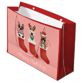 Happy Pawlidays French Bulldogs kerststal Stocking Groot Cadeauzakje (Voorkant Gekanteld)