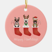 Happy Pawlidays French Bulldogs kerststal Stocking Keramisch Ornament (Voorkant)