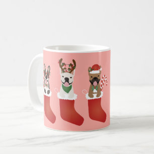 Happy Pawlidays French Bulldogs kerststal Stocking Koffiemok