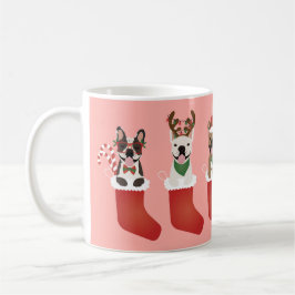 Happy Pawlidays French Bulldogs kerststal Stocking Koffiemok