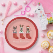 Happy Pawlidays French Bulldogs kerststal Stocking Papieren Bordje (Feest)