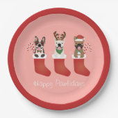Happy Pawlidays French Bulldogs kerststal Stocking Papieren Bordje (Voorkant)