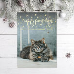 Happy Pawlidays Fun Stars Cat Photo Folie Feestdagenkaart<br><div class="desc">Happy Pawlidays in fun curly type with stars.  Add a photo on the back or a message.  For any pet with paws!</div>