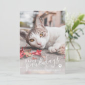 Happy Pawlidays Funny Cat Photo Pet Kerstmis Feestdagenkaart (Staand voorkant)
