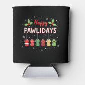 Happy Pawlidays Funny Christmas Dog Paw Xmas Dogs Blikjeskoeler (Voorkant)