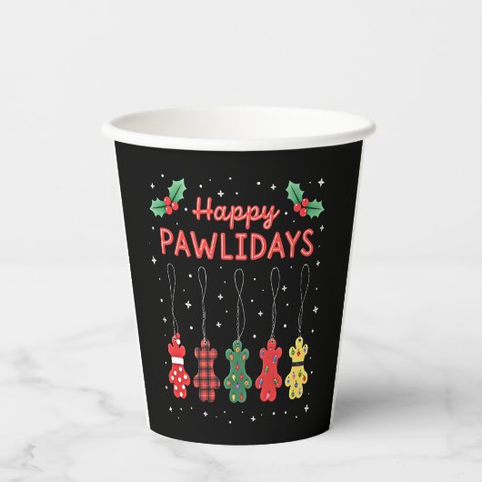 Happy Pawlidays Funny Christmas Dog Paw Xmas Dogs Papieren Bekers (Voorkant)