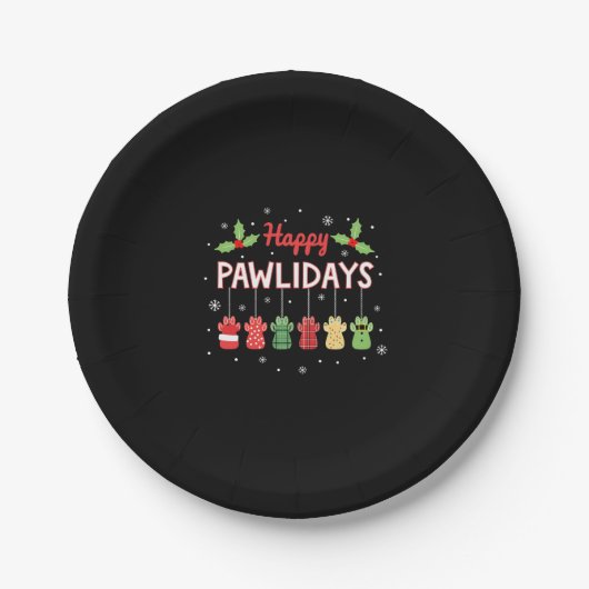 Happy Pawlidays Funny Christmas Dog Paw Xmas Dogs Papieren Bordje (Voorkant)