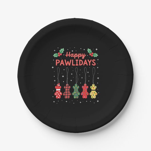 Happy Pawlidays Funny Christmas Dog Paw Xmas Dogs Papieren Bordje (Voorkant)