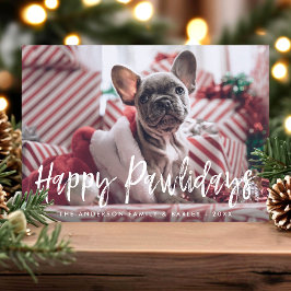 Happy Pawlidays Funny Modern Script Pet Dog Foto Feestdagenkaart