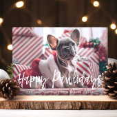 Happy Pawlidays Funny Modern Script Pet Dog Foto Feestdagenkaart