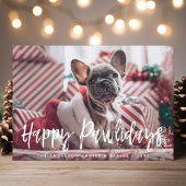 Happy Pawlidays Funny Modern Script Pet Dog Foto Feestdagenkaart