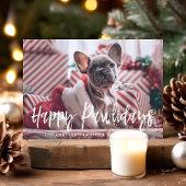 Happy Pawlidays Funny Modern Script Pet Dog Foto Feestdagenkaart