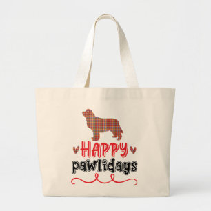 Happy Pawlidays Funny Word Pun Grote Tote Bag