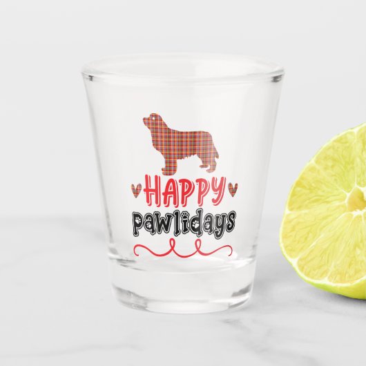 Happy Pawlidays | Funny Word Pun Shot Glas (Voorkant)