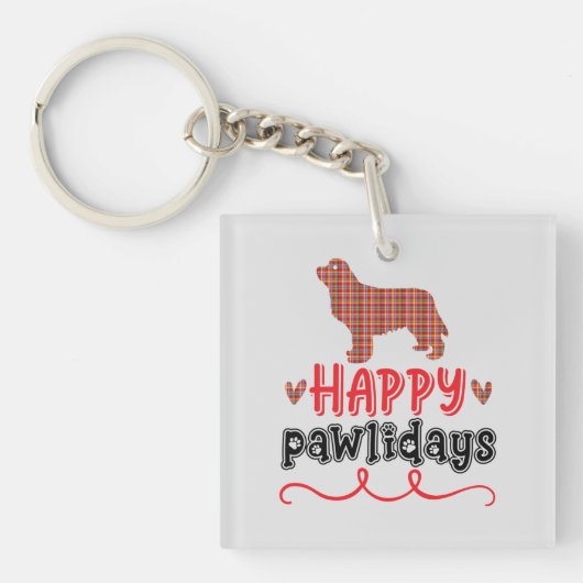 Happy Pawlidays | Funny Word Pun Sleutelhanger (Voorkant)