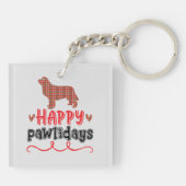 Happy Pawlidays | Funny Word Pun Sleutelhanger (Achterkant)