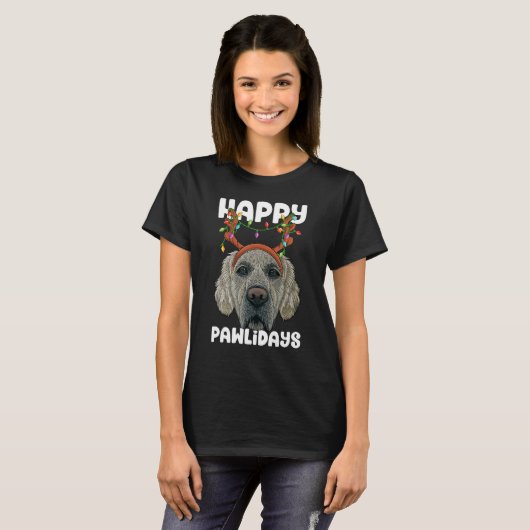 Happy Pawlidays Golden Retriever Christmas Paw Dog T-shirt (Voorkant volledig)