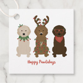 Happy Pawlidays Goldendoedle kerstlampjes Bedankjes Labels