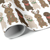 Happy Pawlidays Goldendoedle kerstlampjes Cadeaupapier (Rol Hoek)