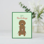 Happy Pawlidays Goldendoedle kerstlampjes Feestdagenkaart (Staand voorkant)