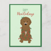 Happy Pawlidays Goldendoedle kerstlampjes Feestdagenkaart (Voorkant)