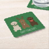 Happy Pawlidays Goldendoedle kerstlampjes Kartonnen Onderzetters (Gebogen)