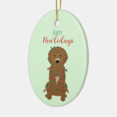 Happy Pawlidays Goldendoedle kerstlampjes Keramisch Ornament (Links)
