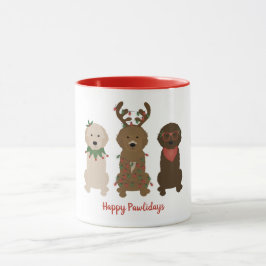 Happy Pawlidays Goldendoedle kerstlampjes Mok