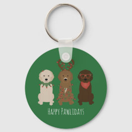 Happy Pawlidays Goldendoedle kerstlampjes Sleutelhanger