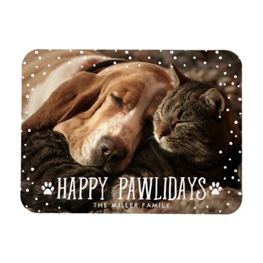 Happy Pawlidays | Holiday Photo Magnet Magneet (Horizontaal)