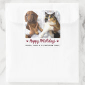 Happy PAWlidays Hondenliefhebber Kat Pet met kerst Vierkante Sticker (Tas)