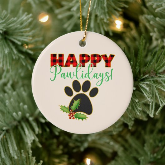Happy Pawlidays | Kerstcadeau voor Hondenliefhebbe Keramisch Ornament (Boom)