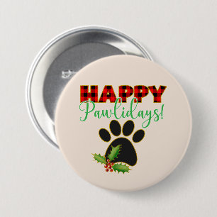 Happy Pawlidays Kerstcadeau voor Hondenliefhebbe Ronde Button 7,6 Cm