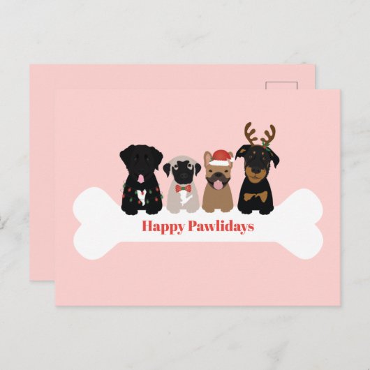 Happy Pawlidays kerstfeestdag Feestdagenkaart (Voorkant / Achterkant)