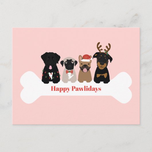 Happy Pawlidays kerstfeestdag Feestdagenkaart (Voorkant)