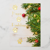 Happy Pawlidays kerstFolie Flat Wenskaart Folie Uitnodiging (Voorkant)