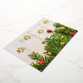 Happy Pawlidays kerstFolie Flat Wenskaart Folie Uitnodiging (Gedraaid)