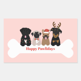 Happy Pawlidays Kersthonden Rechthoekige Sticker